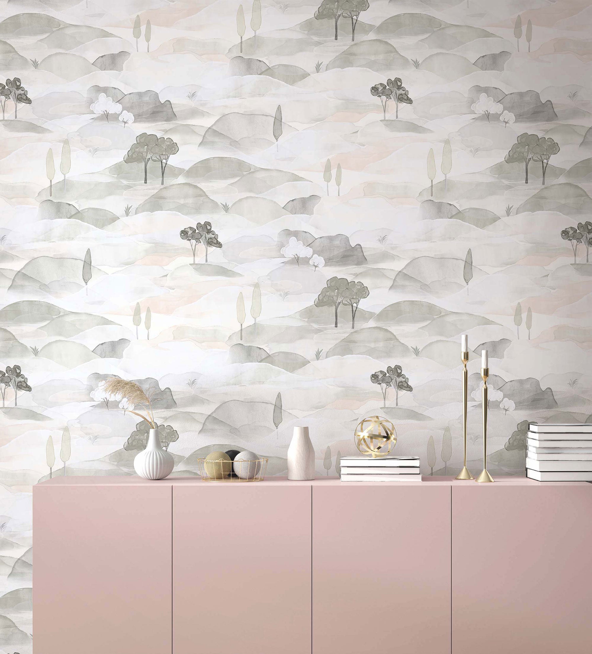 Graphically Grey & White Boho Fine Linen Wallpaper by Galerie