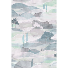 Graphically White, Green & Blue Boho Fine Linen Wallpaper by Galerie