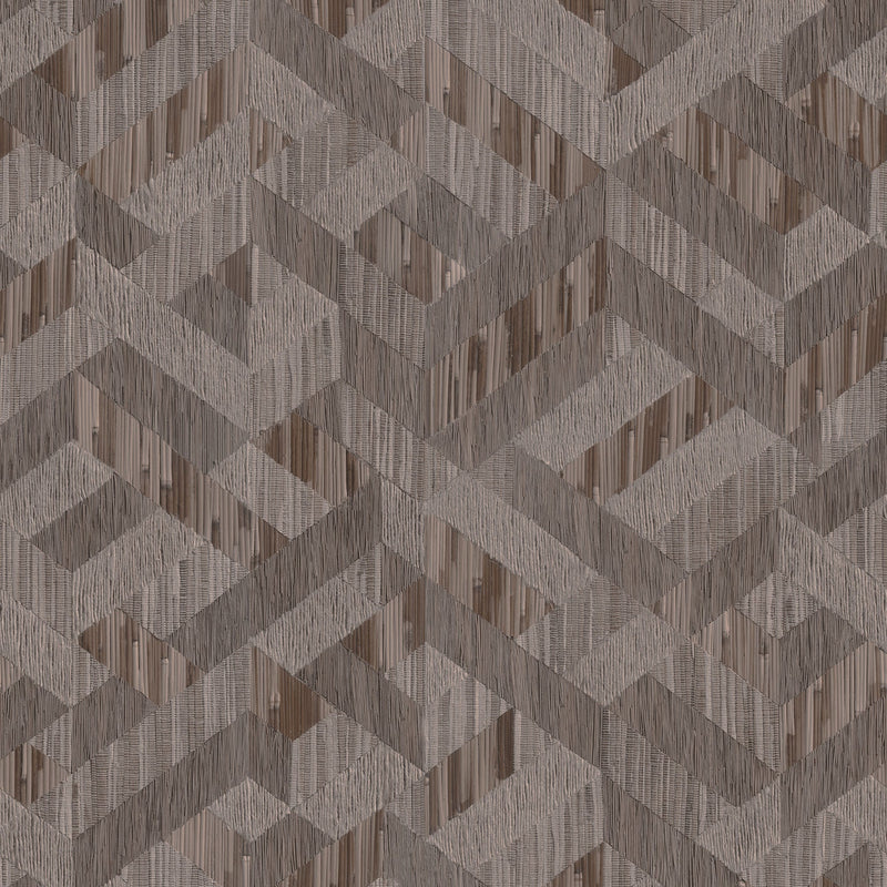 Holzoptik Brown Boho Fine Linen Wallpaper by Galerie