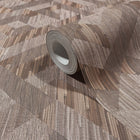 Holzoptik Brown Boho Fine Linen Wallpaper by Galerie