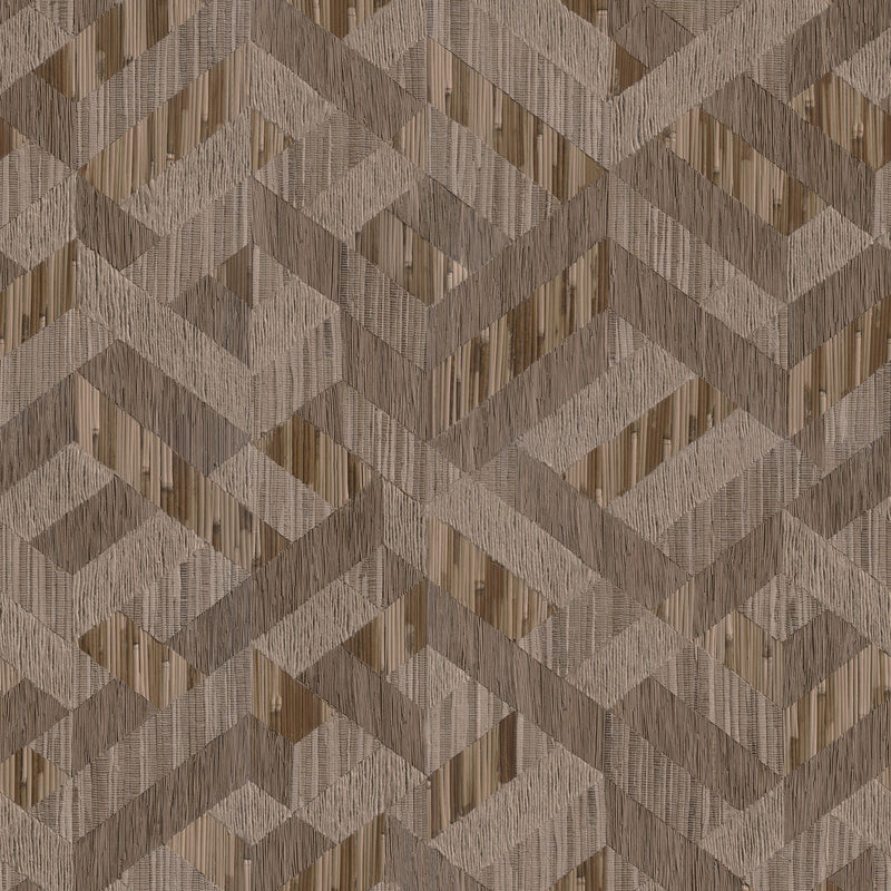 Holzoptik Beige & Brown Boho Fine Linen Wallpaper by Galerie