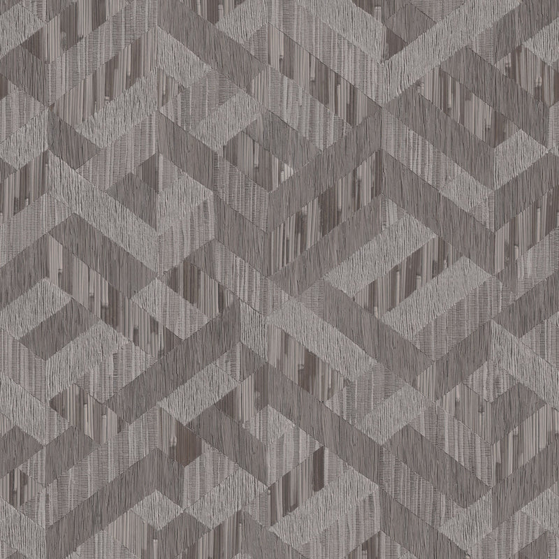 Holzoptik Grey & Brown Boho Fine Linen Wallpaper by Galerie