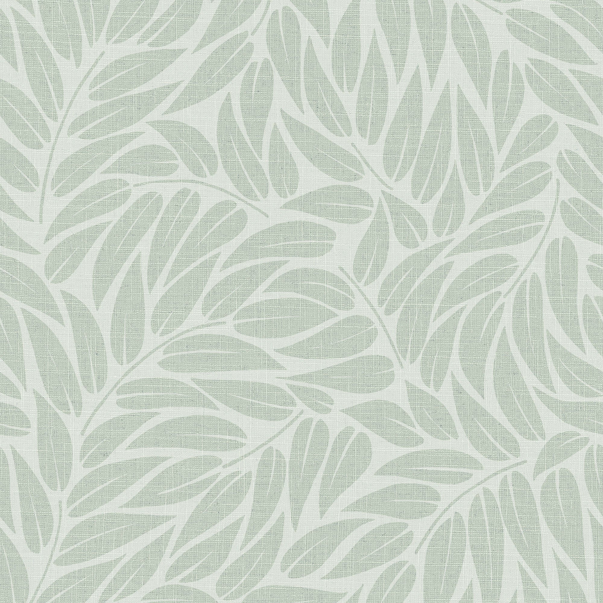 Floral Green Boho Fine Linen Wallpaper by Galerie