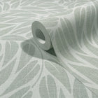 Floral Green Boho Fine Linen Wallpaper by Galerie