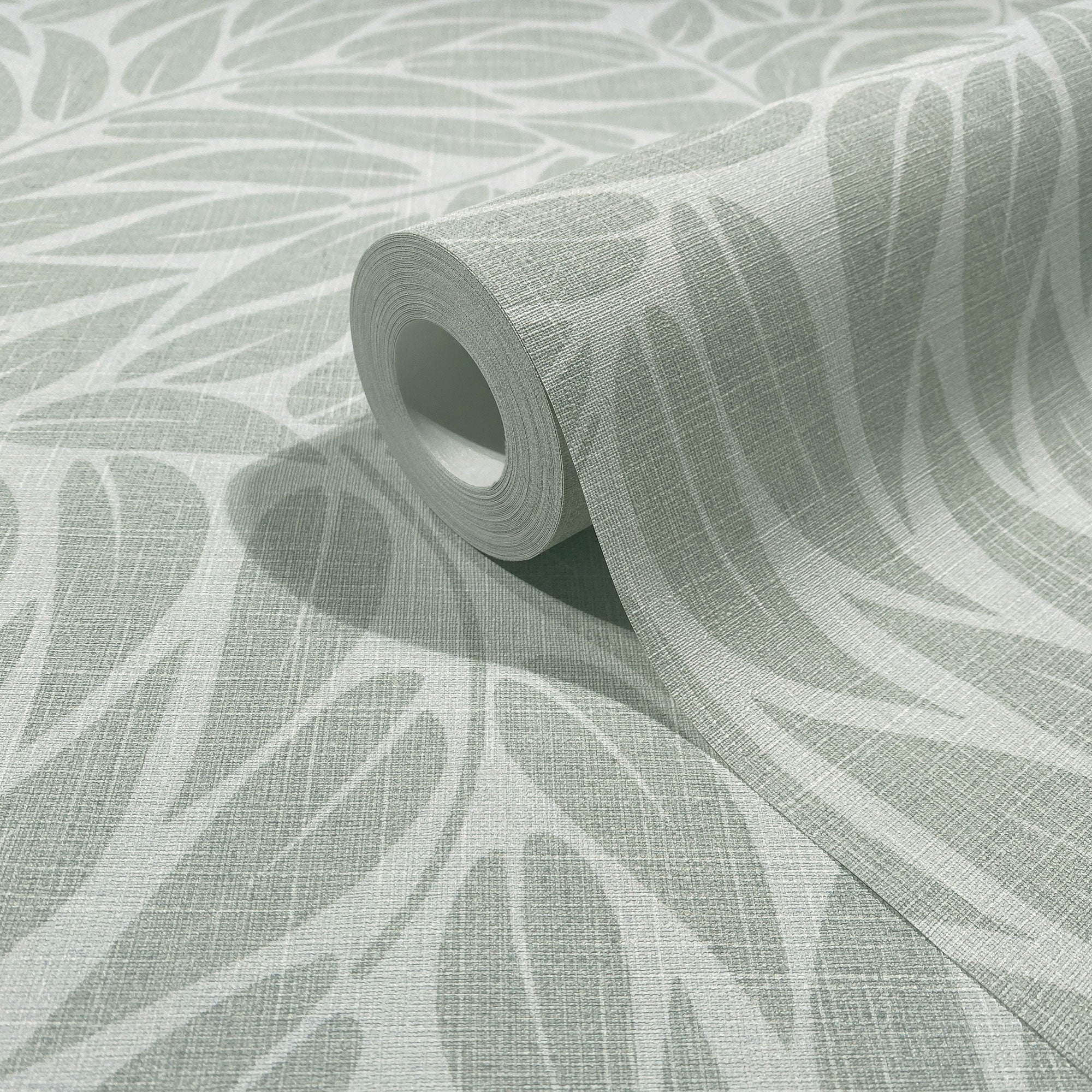 Floral Green Boho Fine Linen Wallpaper by Galerie