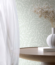 Floral Green Boho Fine Linen Wallpaper by Galerie
