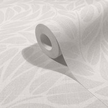 Floral White & Grey Boho Fine Linen Wallpaper by Galerie