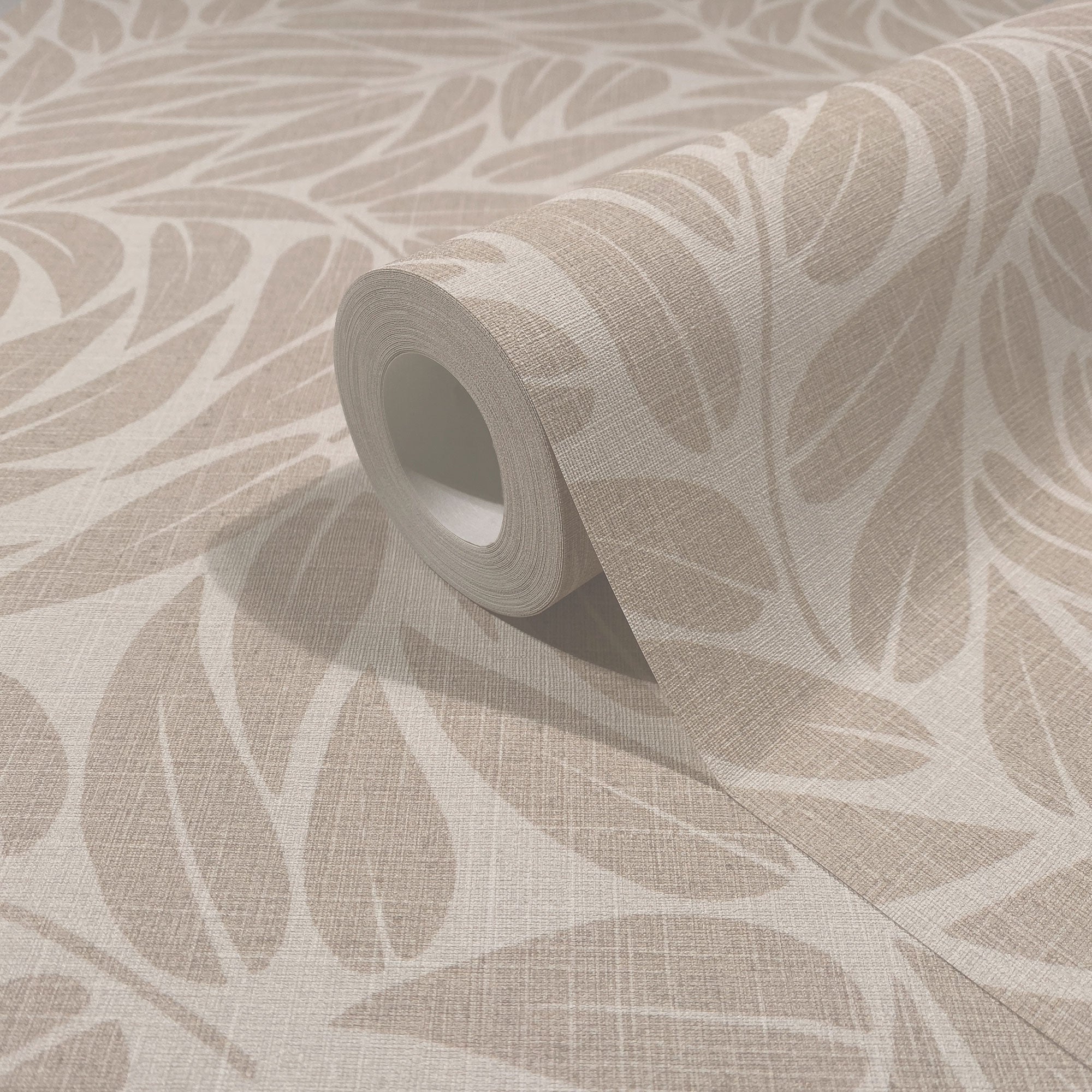 Floral Beige & Brown Boho Fine Linen Wallpaper by Galerie