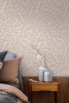 Floral Beige & Brown Boho Fine Linen Wallpaper by Galerie