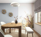 Floral White, Beige & Green Boho Fine Linen Mural by Galerie