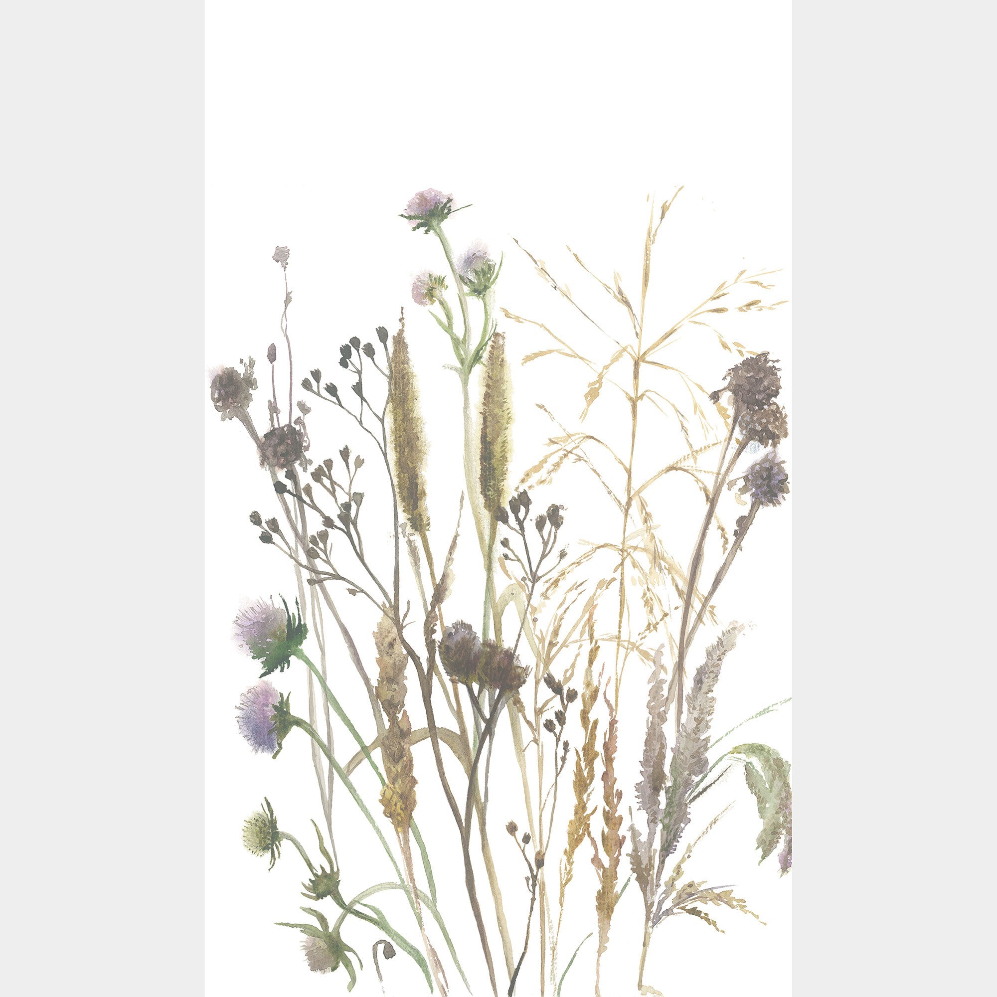 Floral White & Beige Boho Fine Linen Mural by Galerie