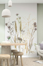 Floral White & Beige Boho Fine Linen Mural by Galerie