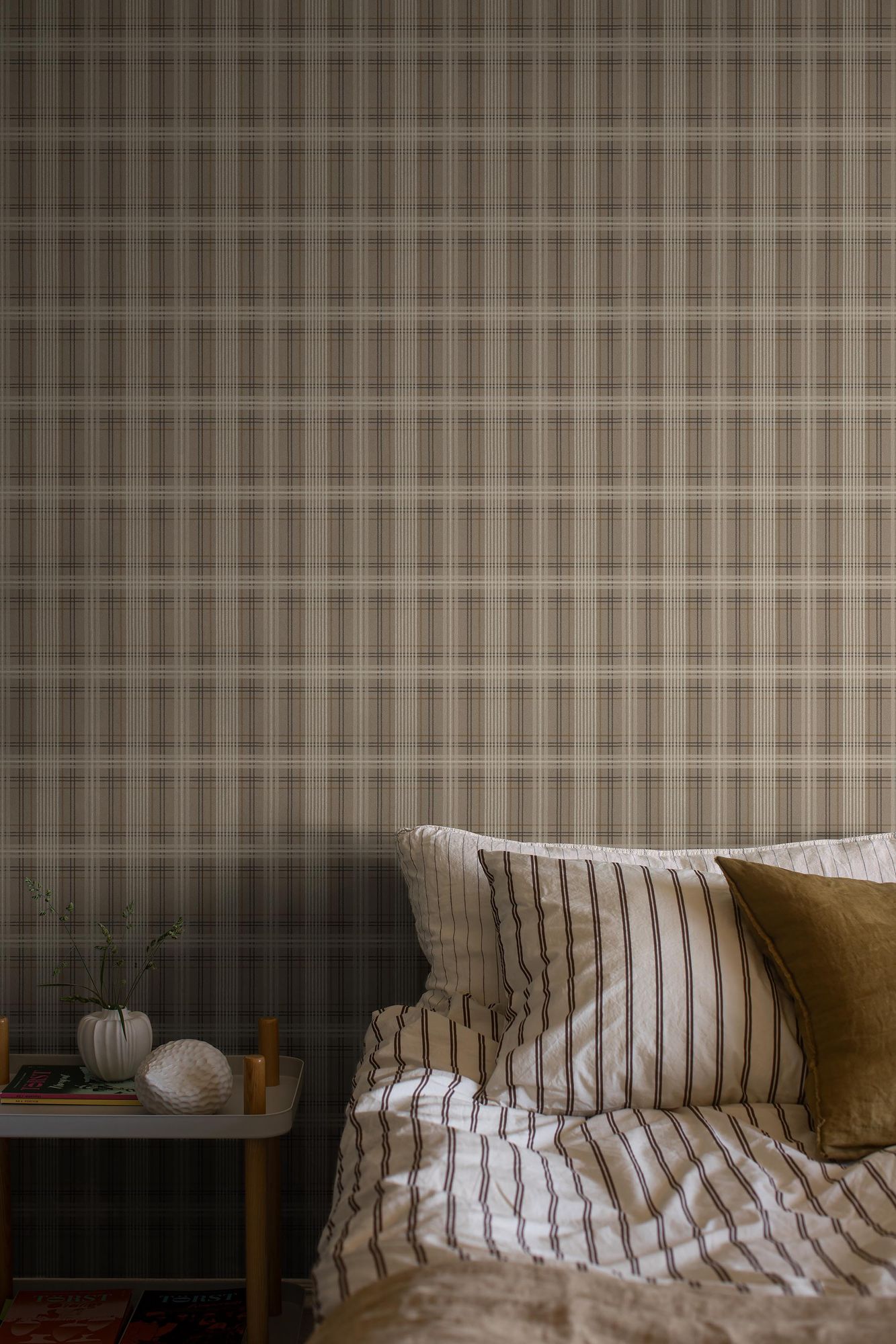3579 Tailor´s Tweed Dark Brown Cottage Garden Wallpaper by Boråstapeter