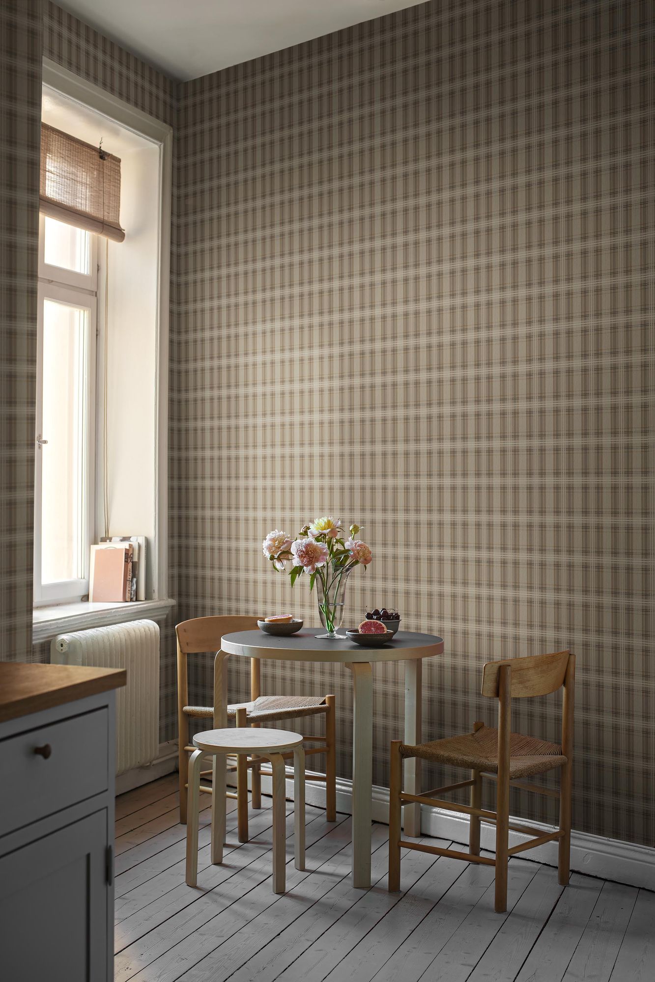 3579 Tailor´s Tweed Dark Brown Cottage Garden Wallpaper by Boråstapeter