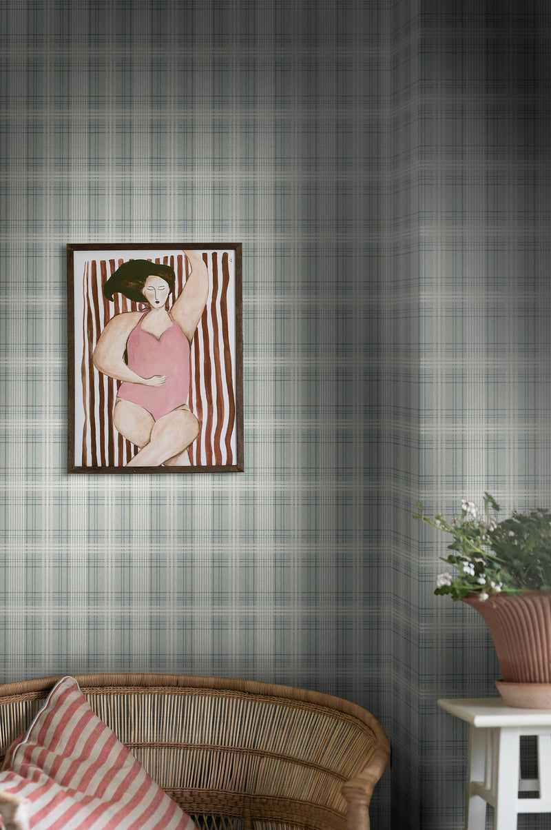 3580 Tailor´s Tweed Light Turquoise Cottage Garden Wallpaper by Boråstapeter
