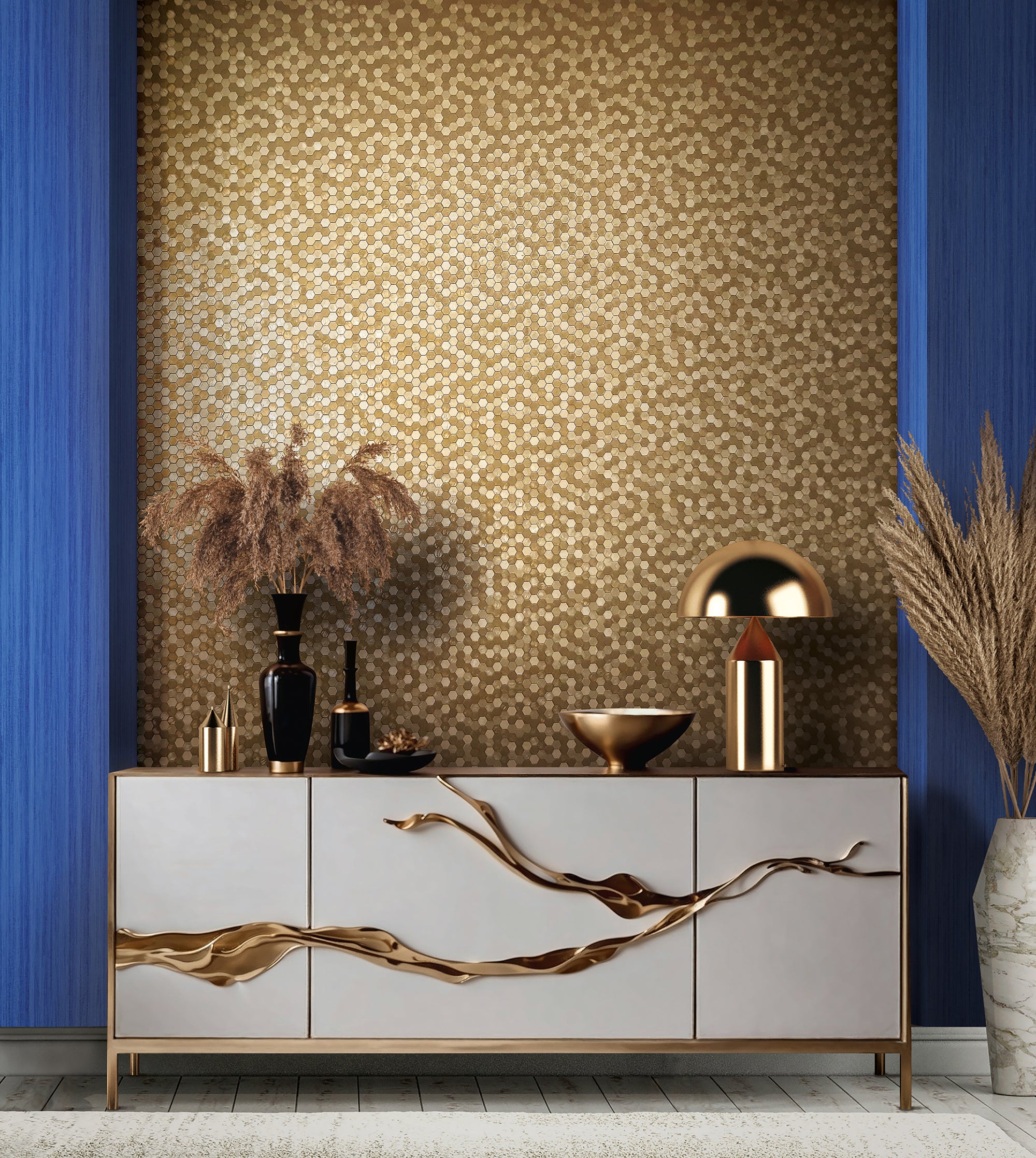 35815 Tile optics Gold Wallpaper by Galerie