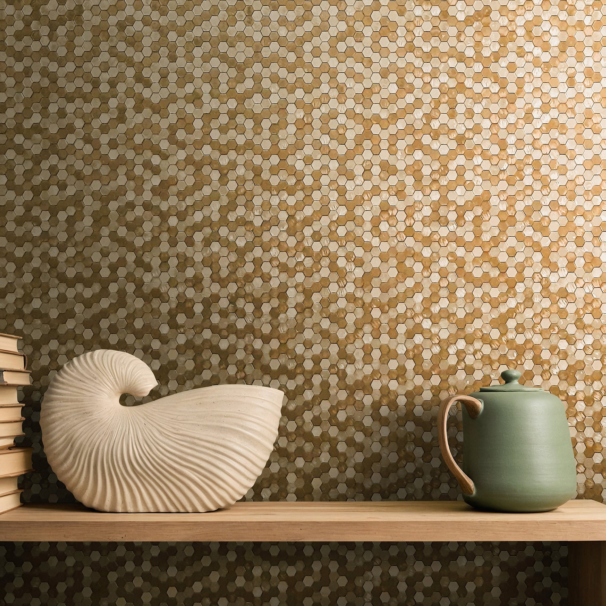 35815 Tile optics Gold Wallpaper by Galerie