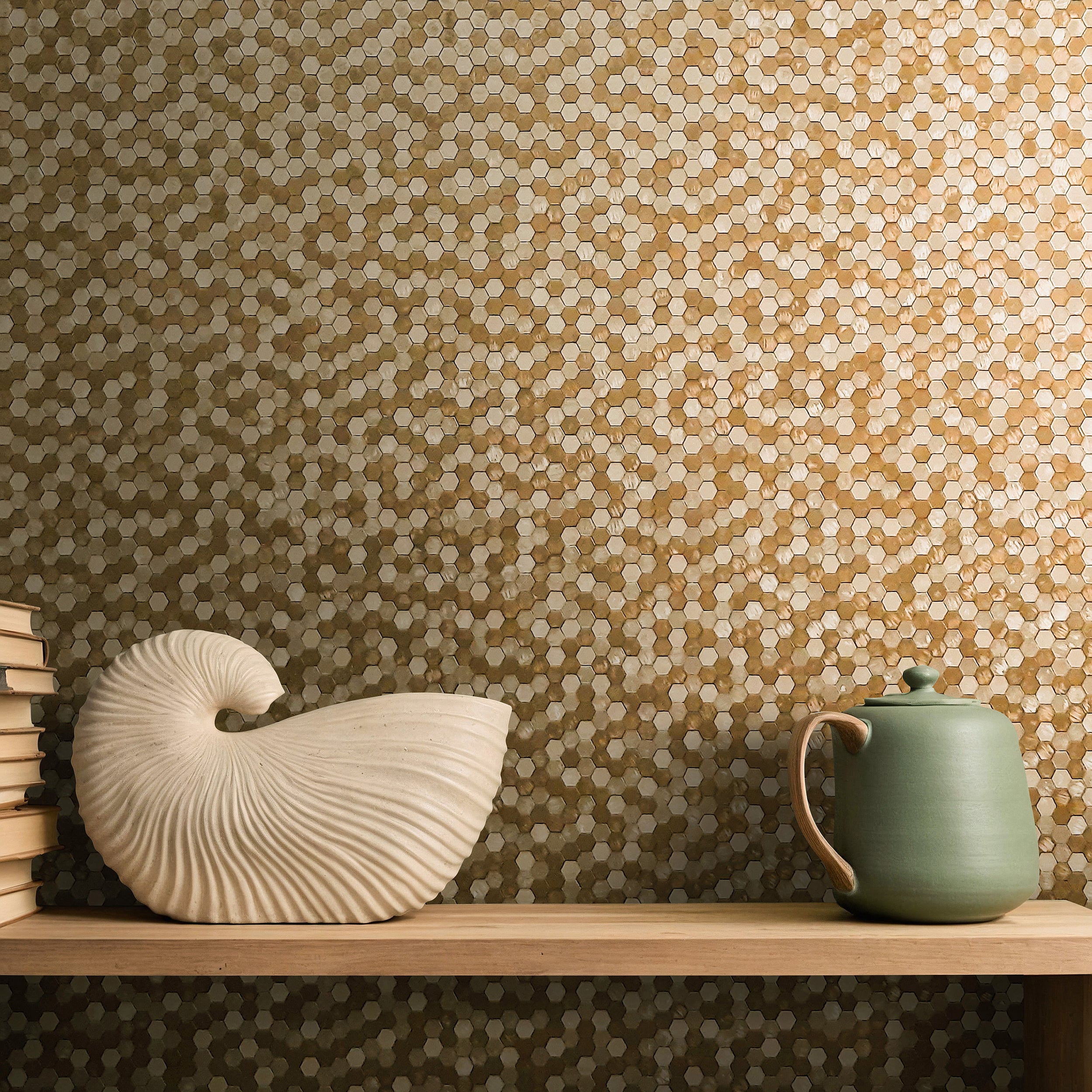 35815 Tile optics Gold Wallpaper by Galerie