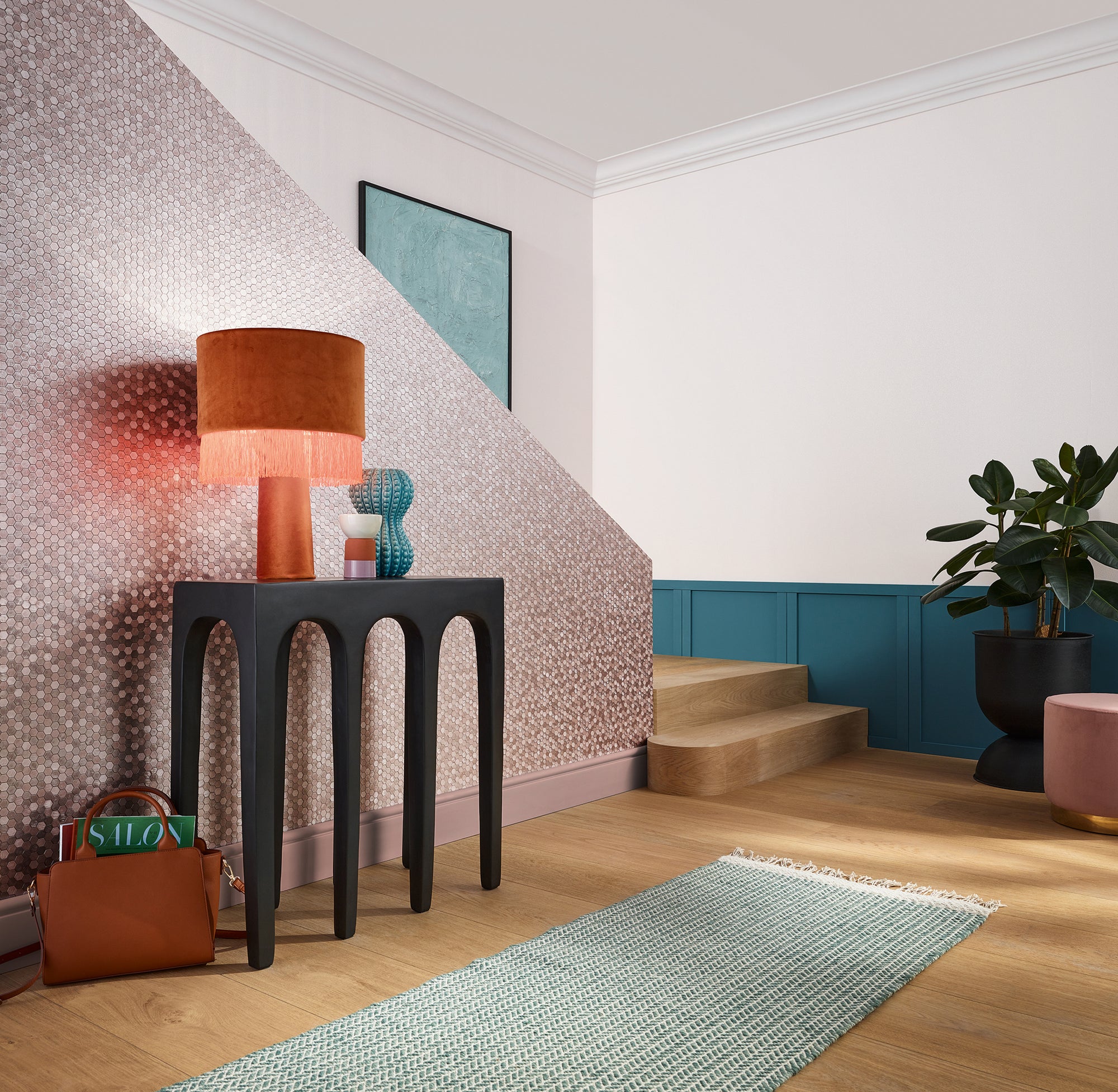 35817 Tile optics Pink Wallpaper by Galerie