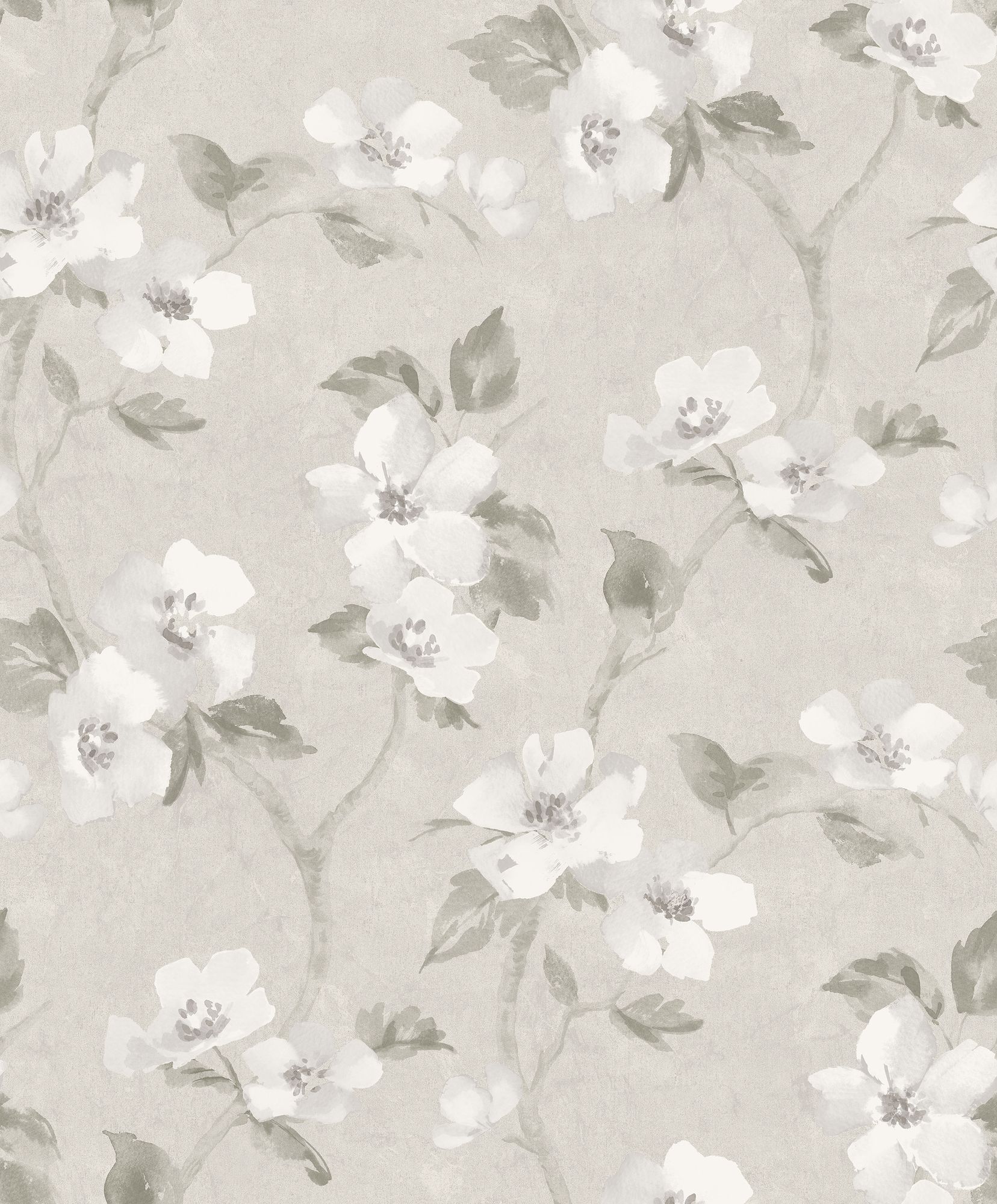 3582 Helen´s Flower Light Grey Cottage Garden Wallpaper by Boråstapeter