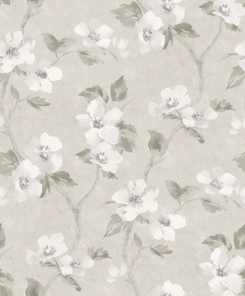 3582 Helen´s Flower Light Grey Cottage Garden Wallpaper by Boråstapeter