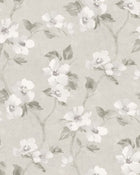 Helen´s Flower Light Grey Cottage Garden Wallpaper by Boråstapeter