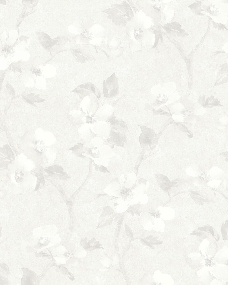 Helen´s Flower Light White Cottage Garden Wallpaper by Boråstapeter