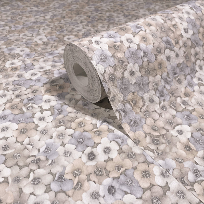 35843 Floral Silver Grey Wallpaper by Galerie