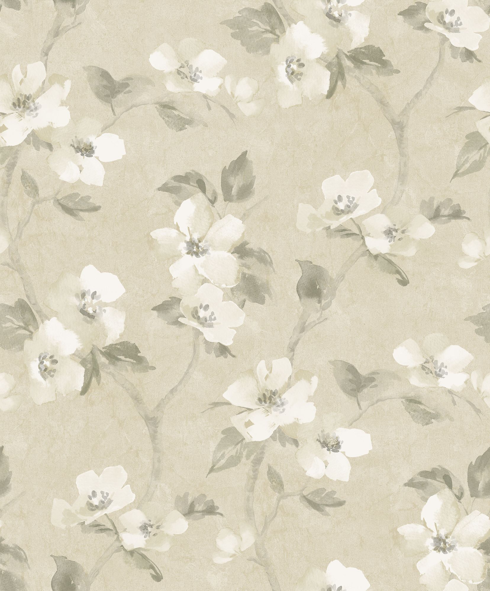 Helen´s Flower Light Yellow Cottage Garden Wallpaper by Boråstapeter
