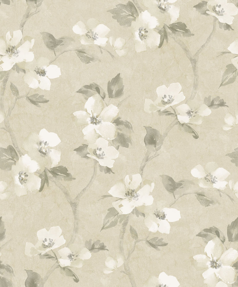 Helen´s Flower Light Yellow Cottage Garden Wallpaper by Boråstapeter