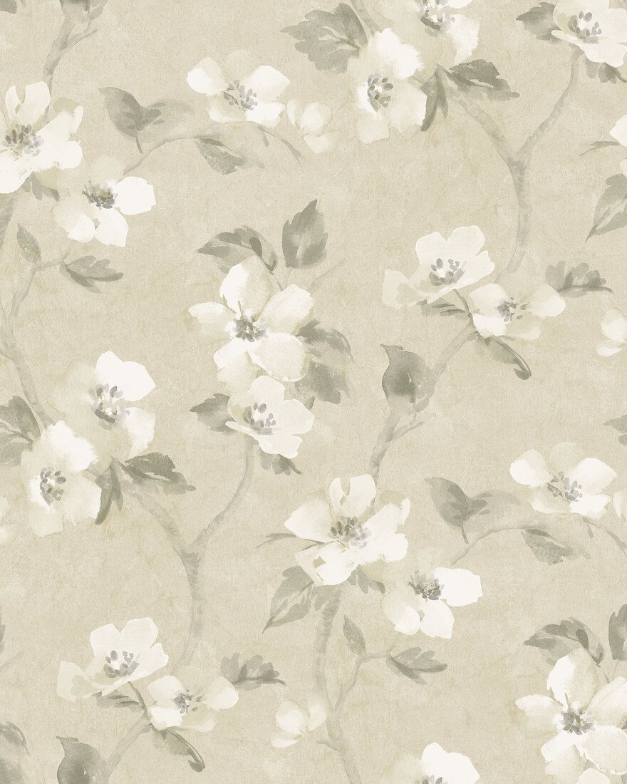 Helen´s Flower Light Yellow Cottage Garden Wallpaper by Boråstapeter