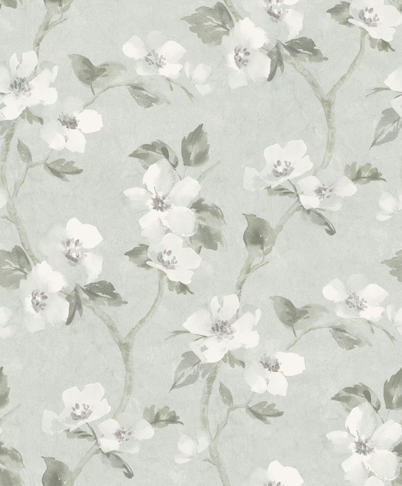 3585 Helen´s Flower Light Turquoise Cottage Garden Wallpaper by Boråstapeter