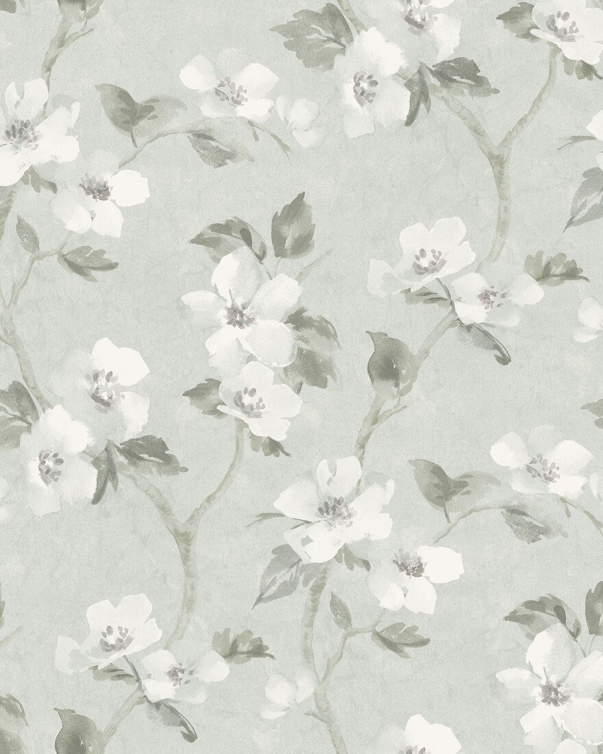 3585 Helen´s Flower Light Turquoise Cottage Garden Wallpaper by Boråstapeter
