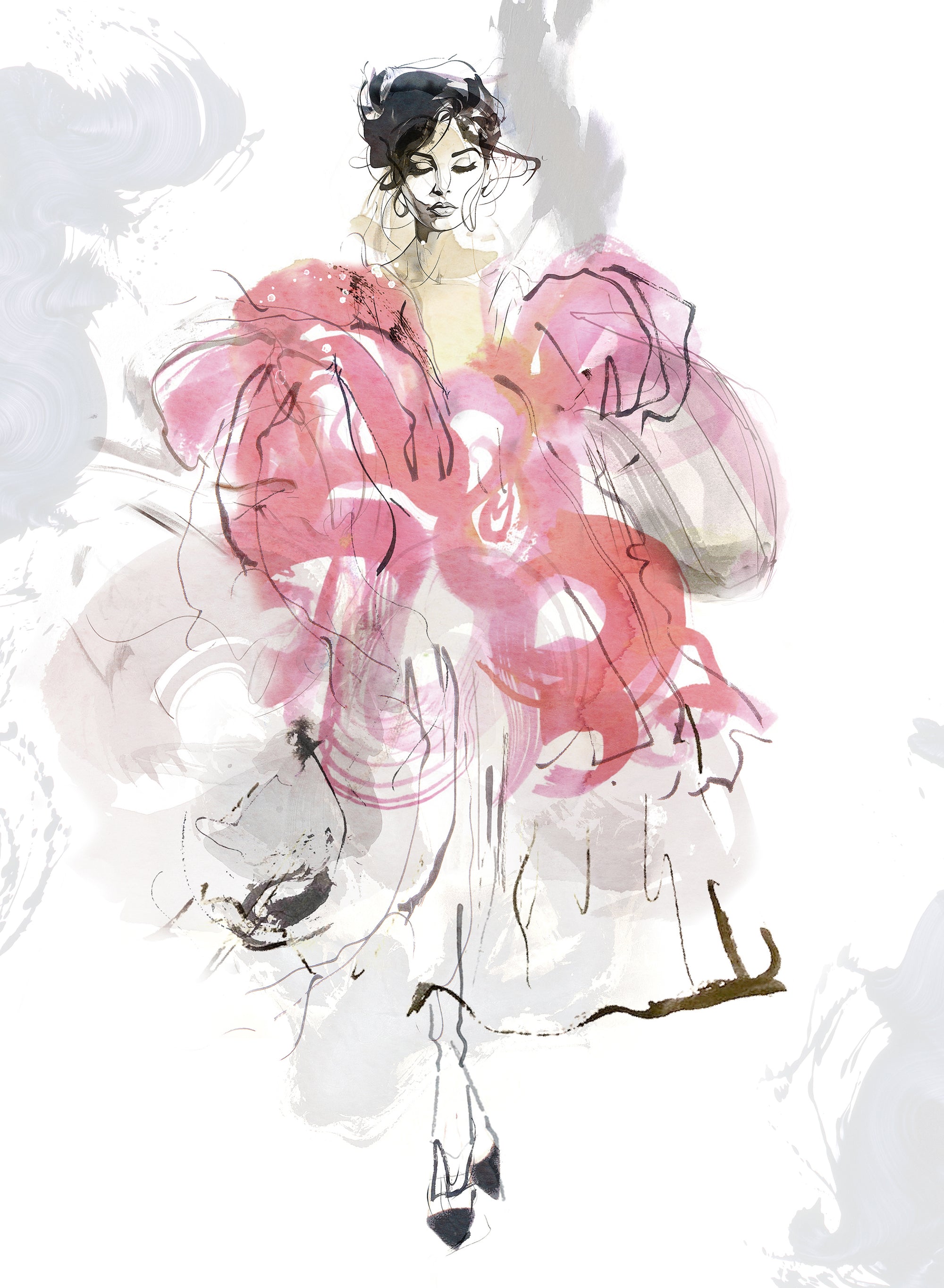 35898 Fashion Icon Ballgown Mural Beige Wallpaper by Galerie