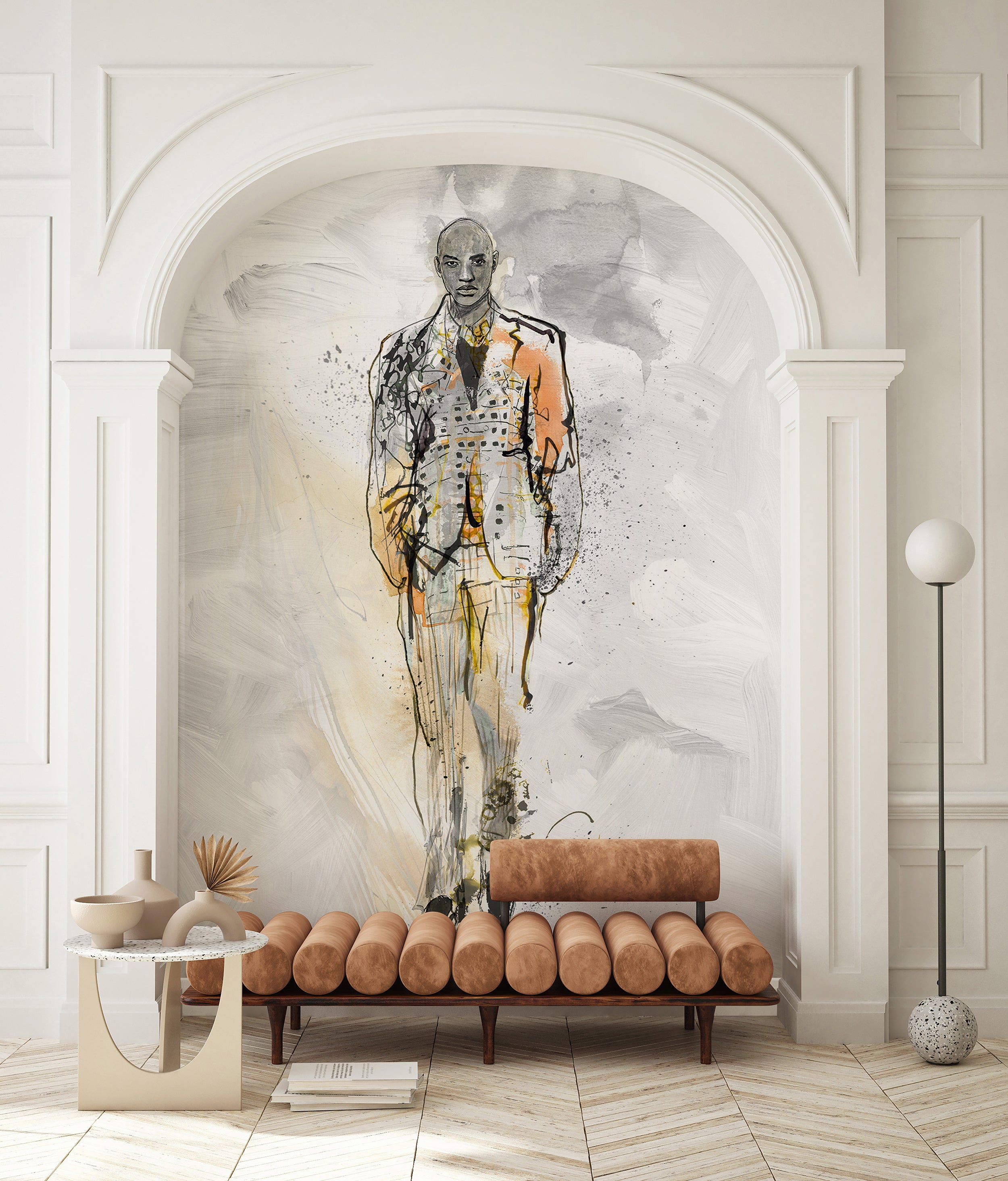 35899 Fashion Icon Papis Loveday Mural Silver Grey Wallpaper by Galerie