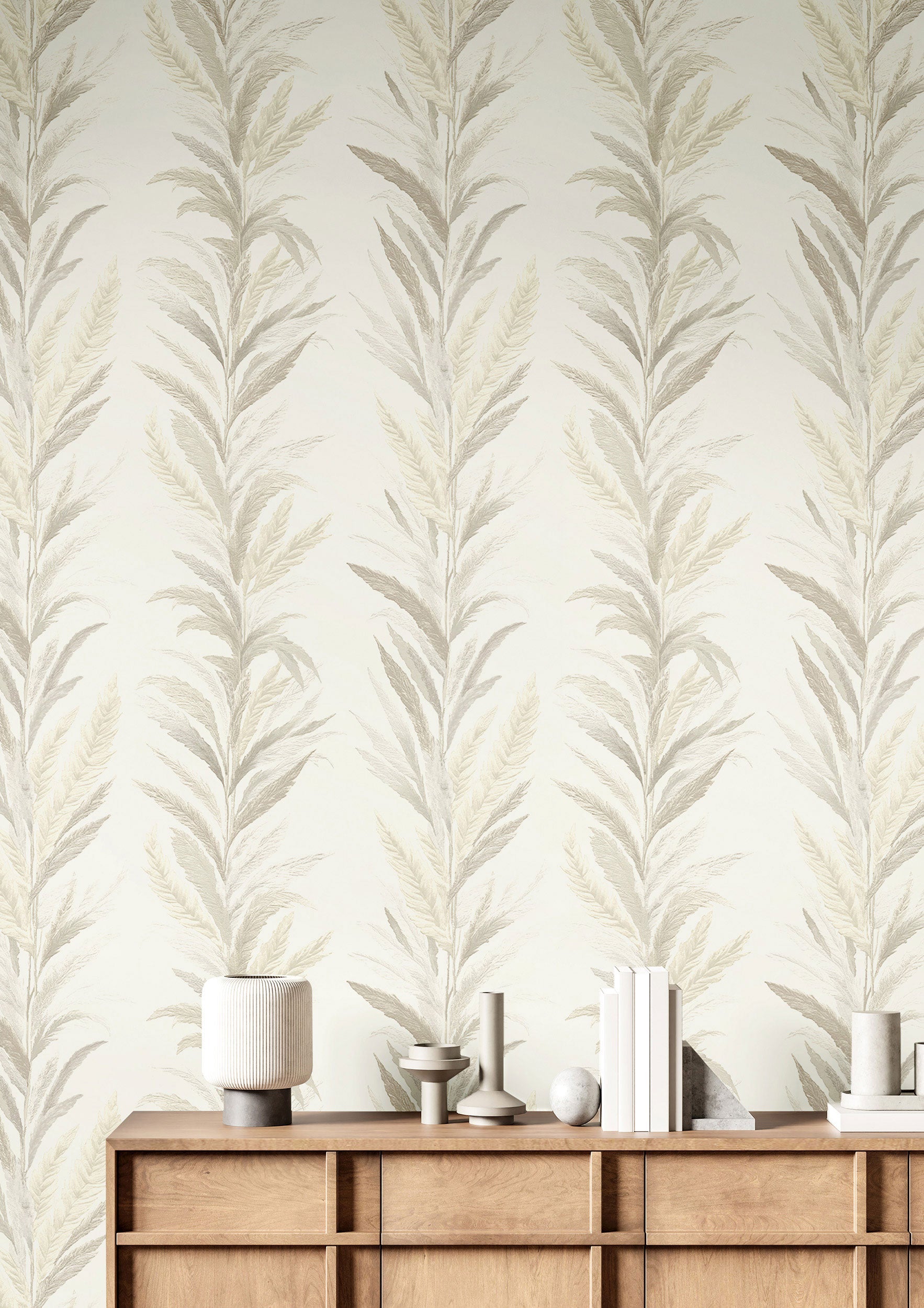 35901 Leaf Flourish Silver Grey Wallpaper by Galerie