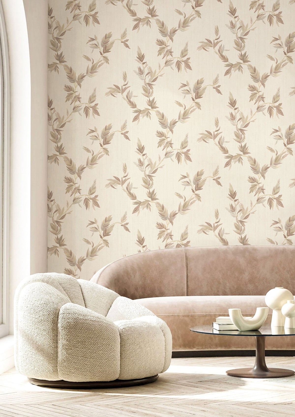 Thin Leaf Bronze Brown Ornamenta Wallpaper by Galerie