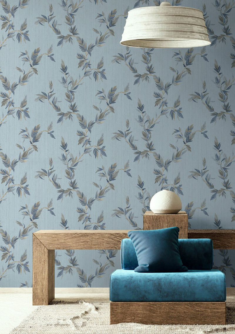 35916 Thin Leaf Blue Wallpaper by Galerie