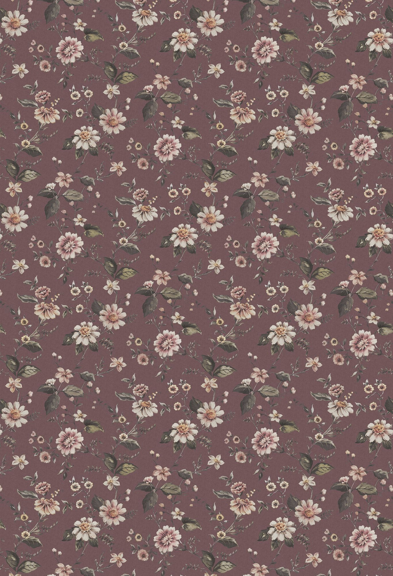 3591 Marion's Mural Dark Multi and Red Cottage Garden Wallpaper by Boråstapeter