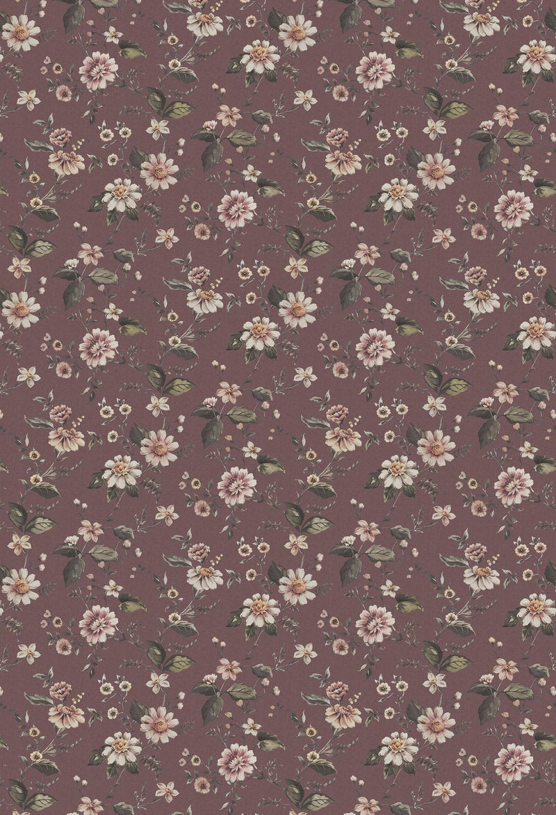 3591 Marion's Mural Dark Multi and Red Cottage Garden Wallpaper by Boråstapeter