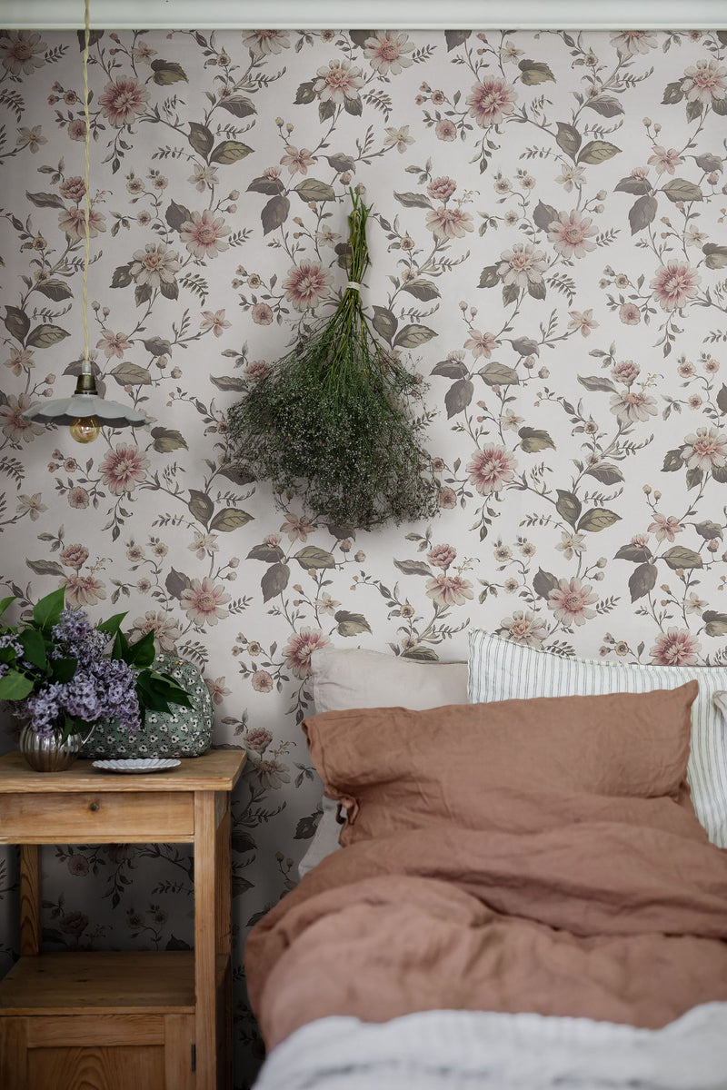 3592 Marion's Mural Light Multi and White Cottage Garden Wallpaper by Boråstapeter
