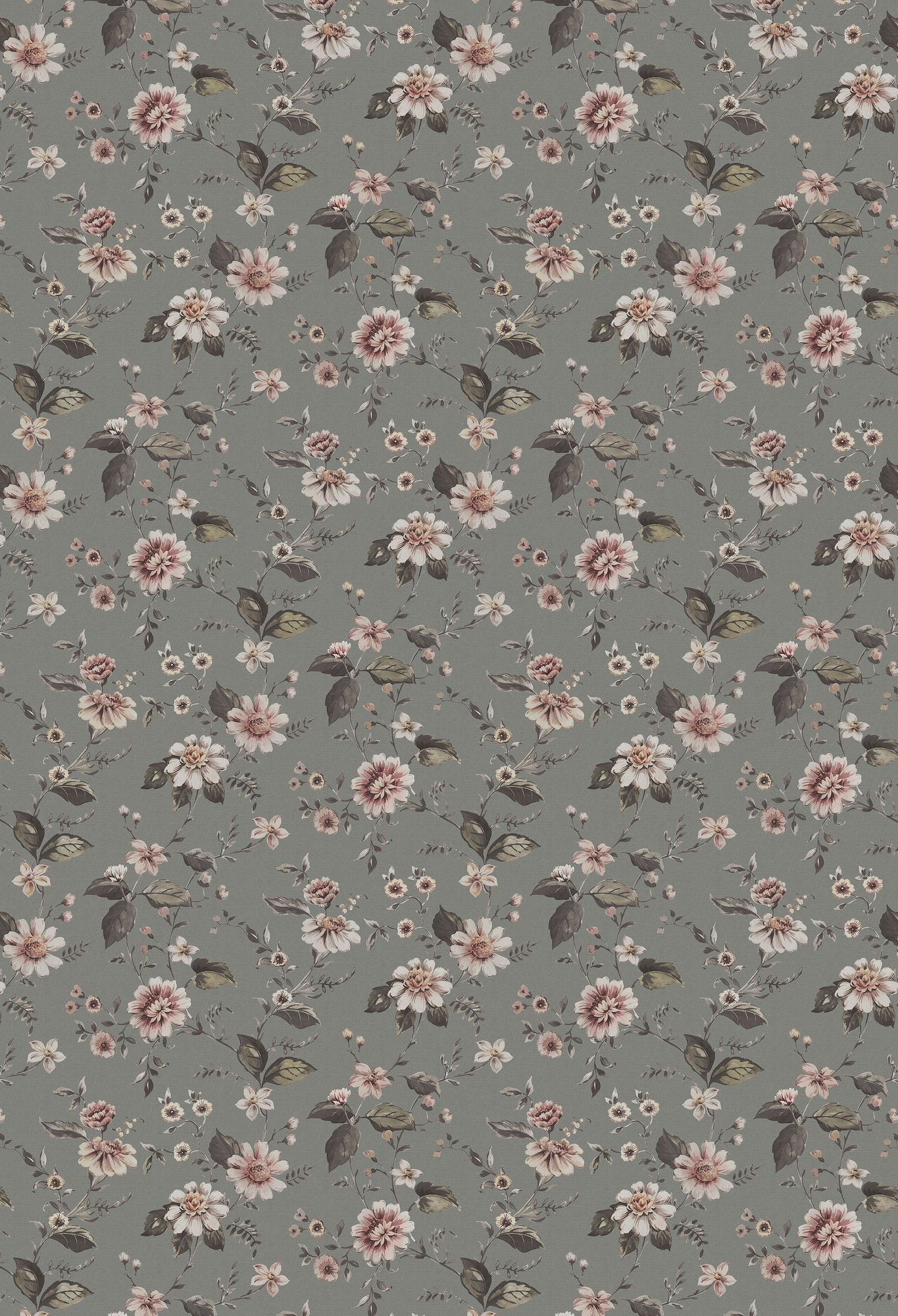 3593 Marion's Mural Dark Multi and Green Cottage Garden Wallpaper by Boråstapeter