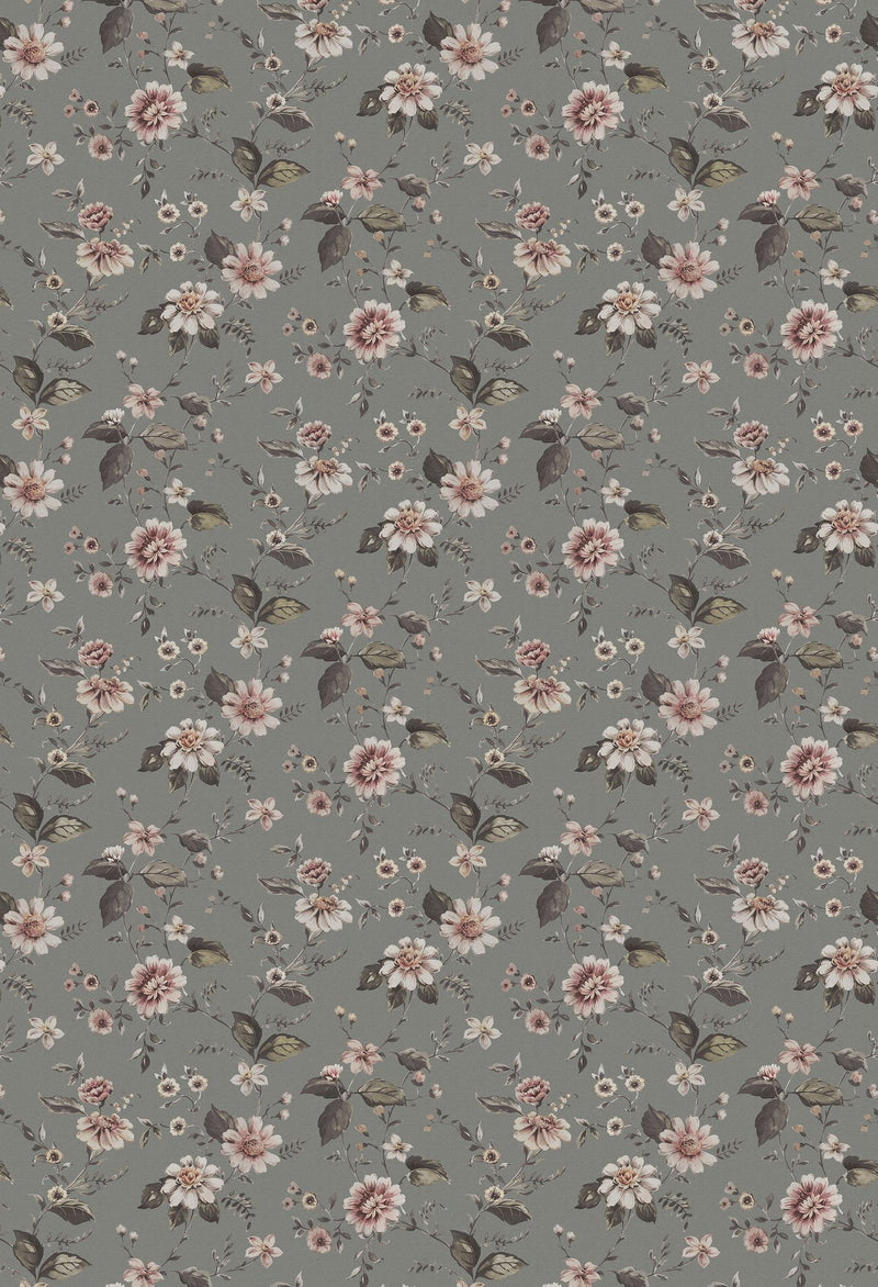3593 Marion's Mural Dark Multi and Green Cottage Garden Wallpaper by Boråstapeter