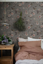 3593 Marion's Mural Dark Multi and Green Cottage Garden Wallpaper by Boråstapeter