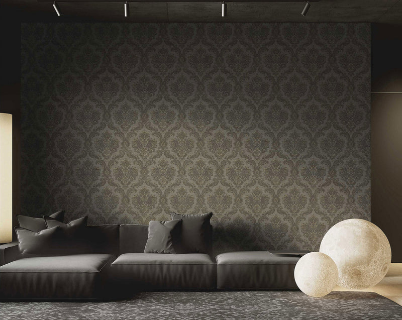 35949 Floral Damask Silver Grey Wallpaper by Galerie