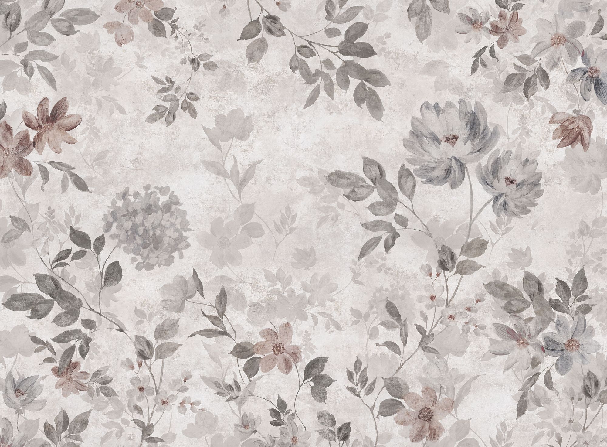3594 Florence Mural Dark White and Grey Cottage Garden Wallpaper by Boråstapeter
