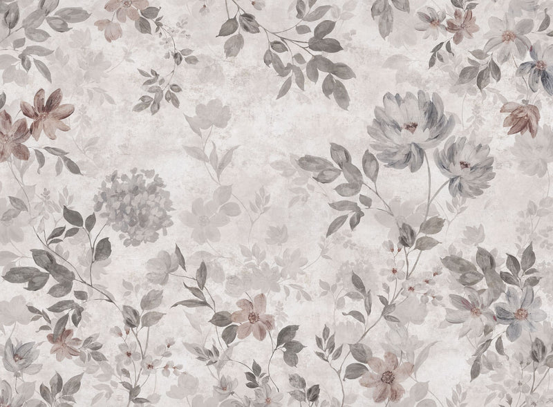 3594 Florence Mural Dark White and Grey Cottage Garden Wallpaper by Boråstapeter