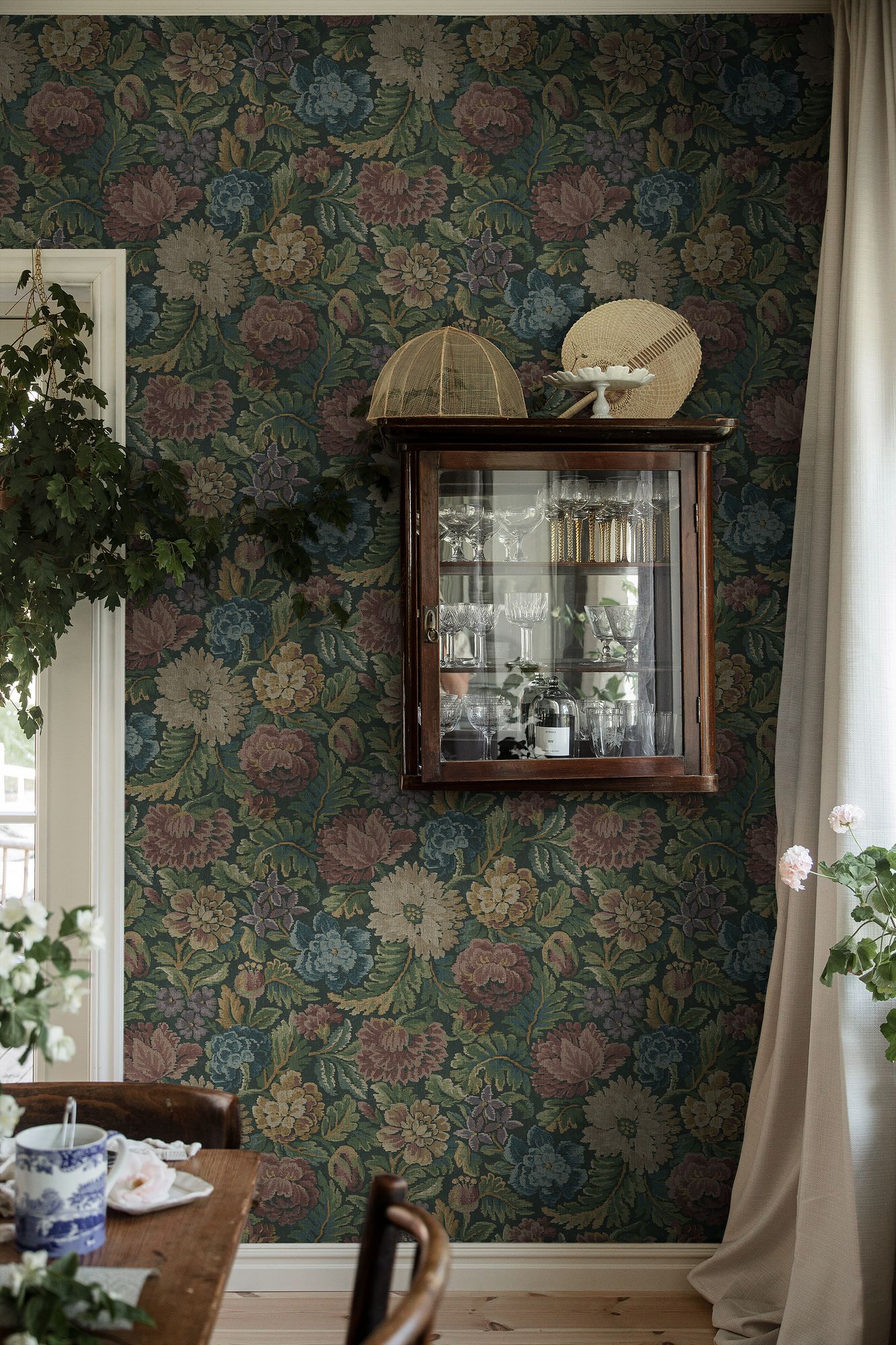 3595 Nightingale Garden Mural Dark Multi Cottage Garden Wallpaper by Boråstapeter