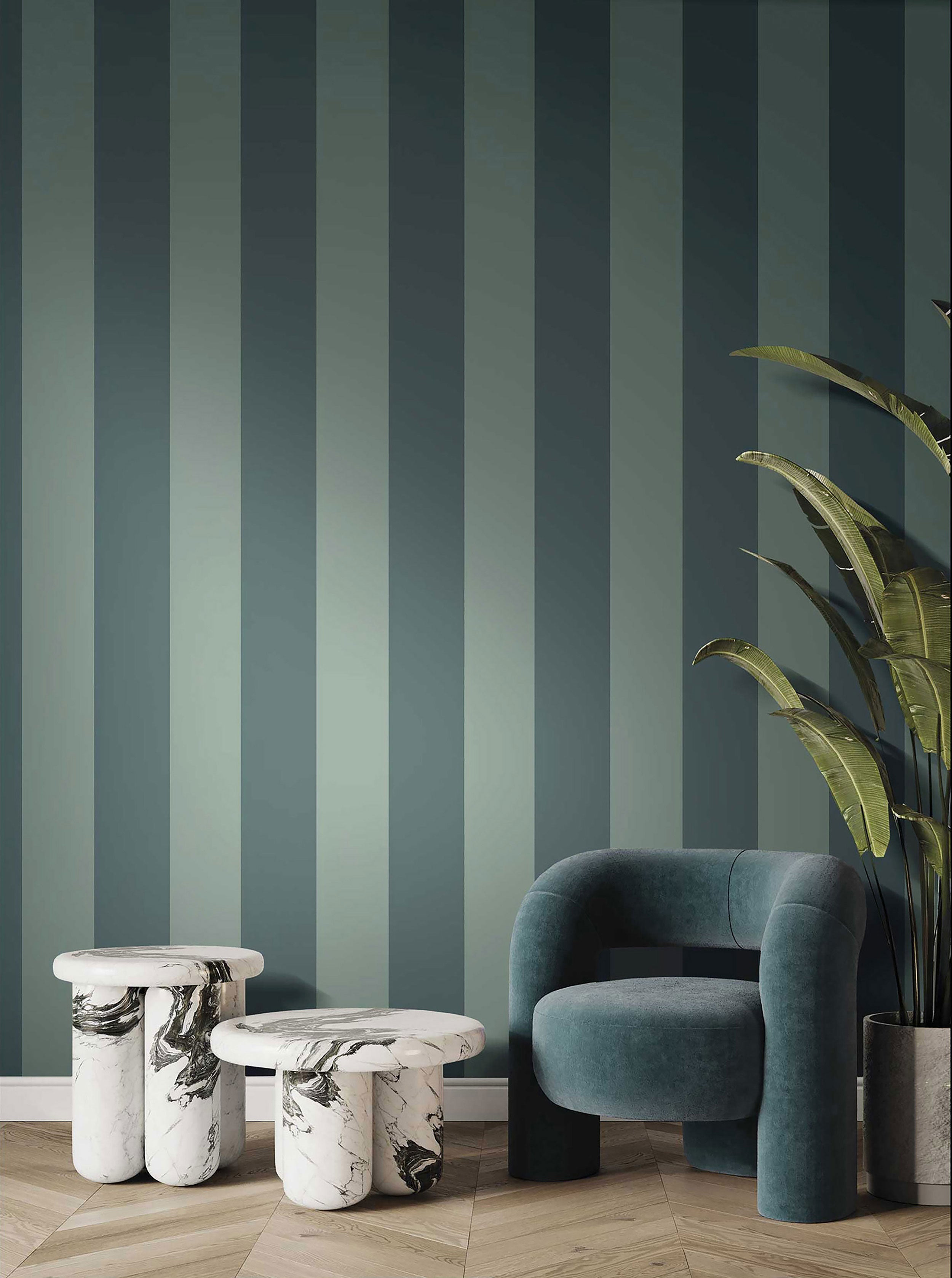 35965 Wide Stripe Green Wallpaper by Galerie