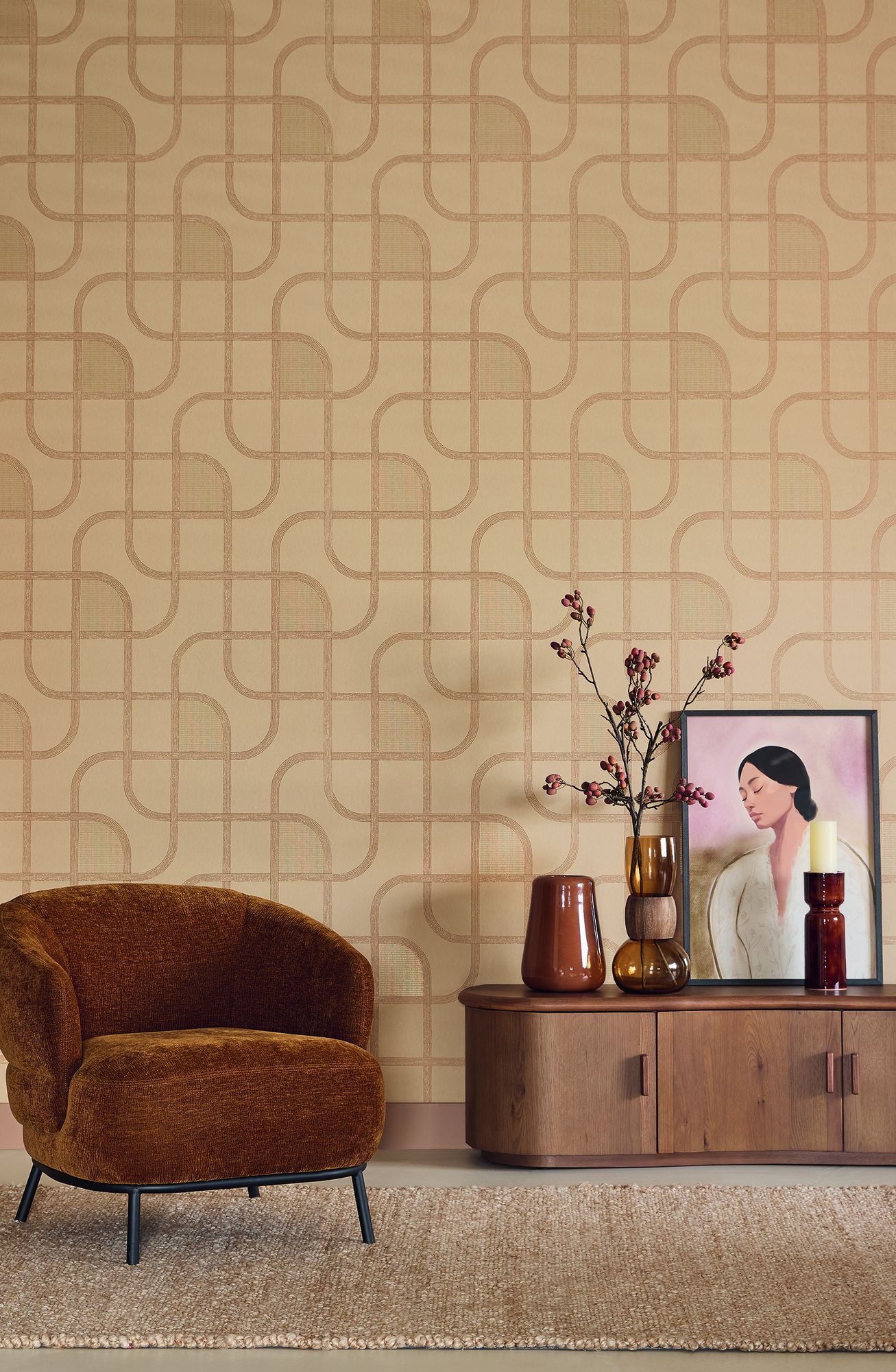 363264 Linear Weave Terracotta Wallpaper by Eijffinger
